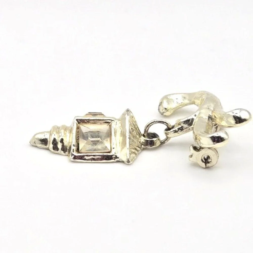 Vintage Silver Tone Lamp Charm Brooch with Rhinestones Movable Dangle‎ Accent